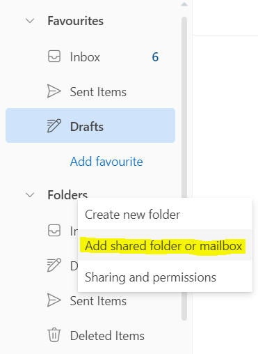 Outlook on the web - Sharing an Email Folder or Mailbox